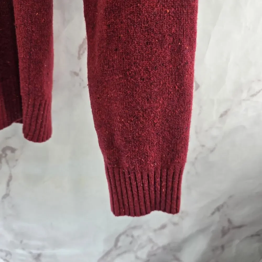 Lands End Sweater Mens Medium Red Lambswool Wool Vintage Crew Neck 90s